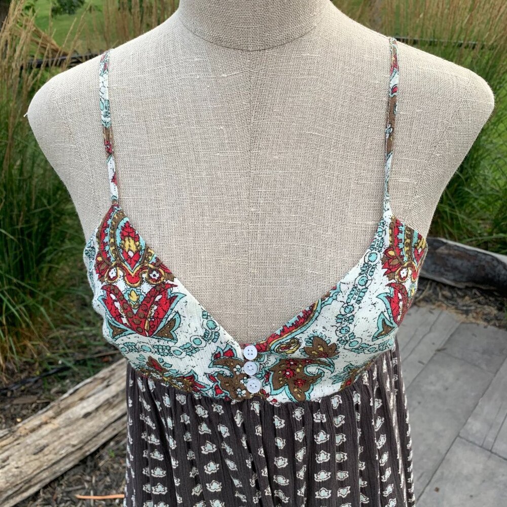 Billabong Babydoll Dress Sleeveless Boho Empire Waist Ruffle Hem Sundress - Picture 2 of 10
